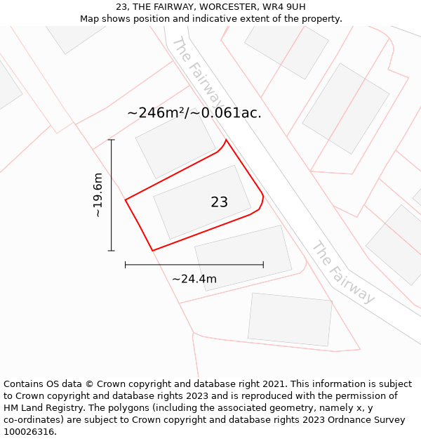 23, THE FAIRWAY, WORCESTER, WR4 9UH: Plot and title map