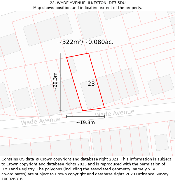 23, WADE AVENUE, ILKESTON, DE7 5DU: Plot and title map