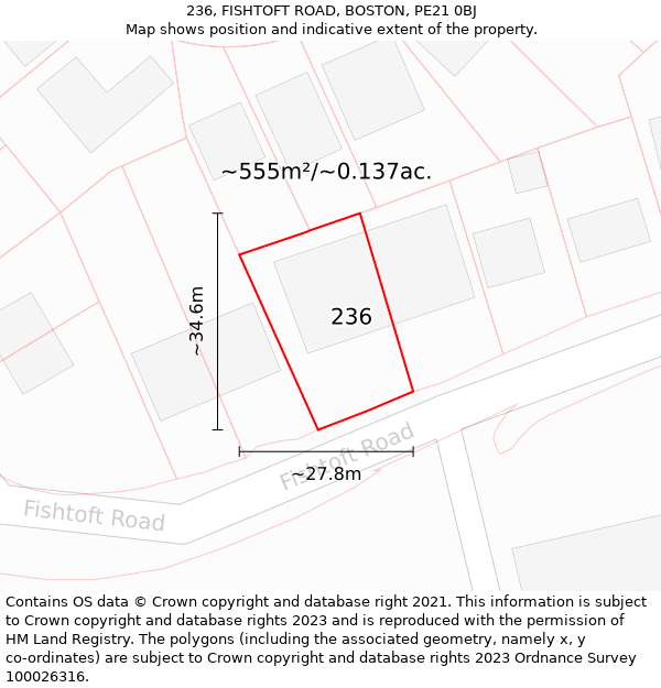 236, FISHTOFT ROAD, BOSTON, PE21 0BJ: Plot and title map