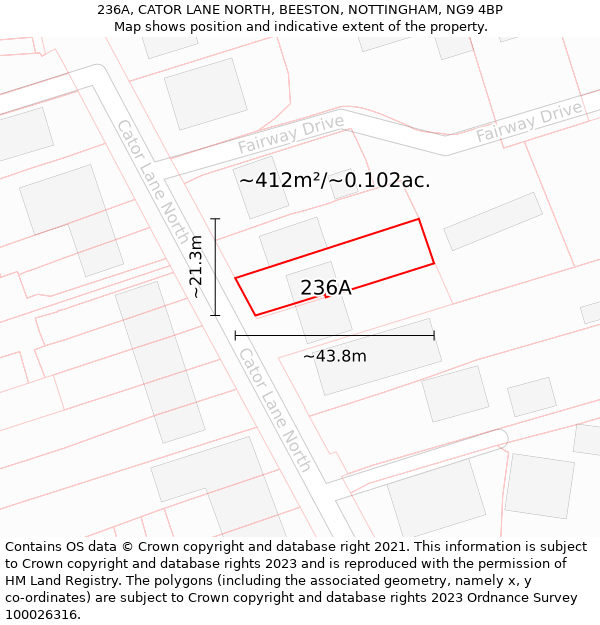 236A, CATOR LANE NORTH, BEESTON, NOTTINGHAM, NG9 4BP: Plot and title map