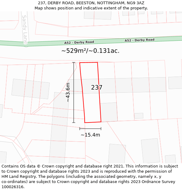 237, DERBY ROAD, BEESTON, NOTTINGHAM, NG9 3AZ: Plot and title map