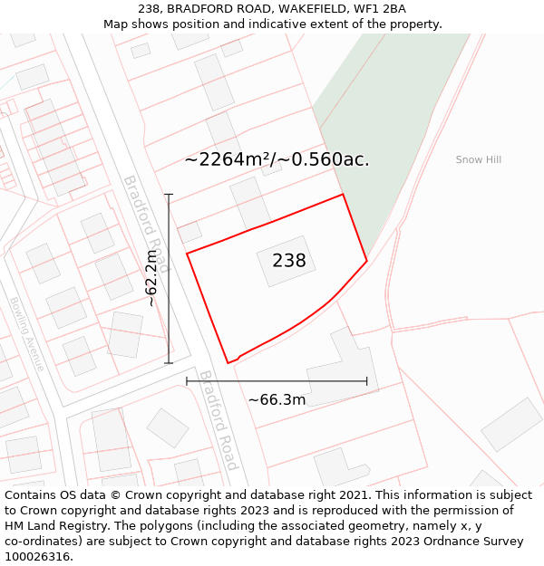 238, BRADFORD ROAD, WAKEFIELD, WF1 2BA: Plot and title map