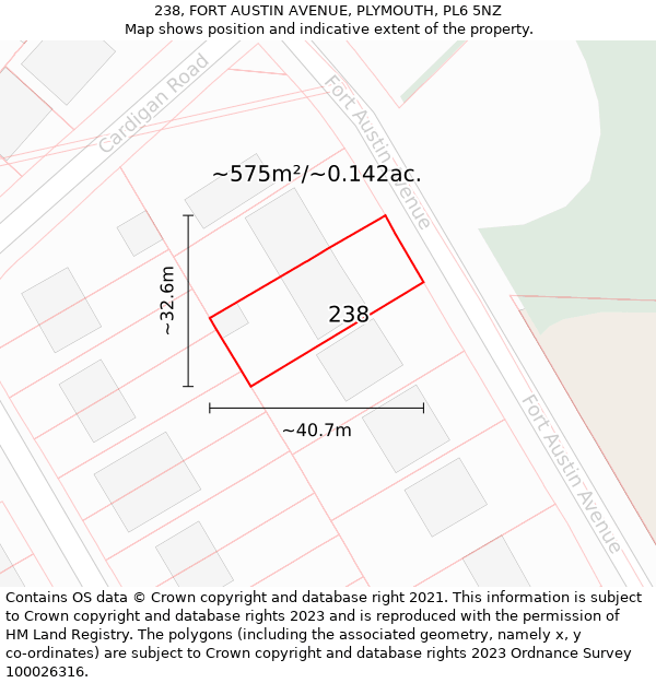 238, FORT AUSTIN AVENUE, PLYMOUTH, PL6 5NZ: Plot and title map