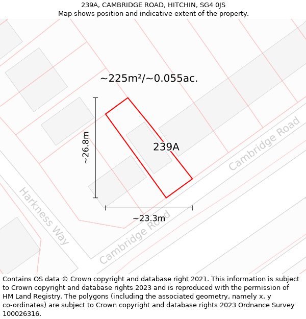 239A, CAMBRIDGE ROAD, HITCHIN, SG4 0JS: Plot and title map