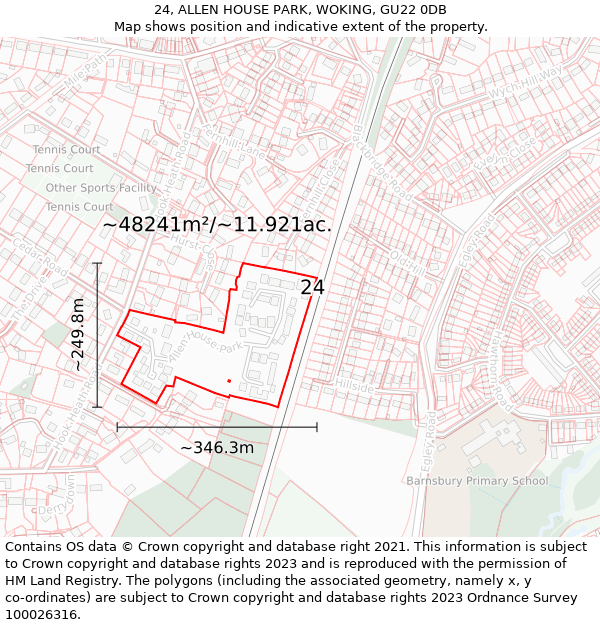 24, ALLEN HOUSE PARK, WOKING, GU22 0DB: Plot and title map