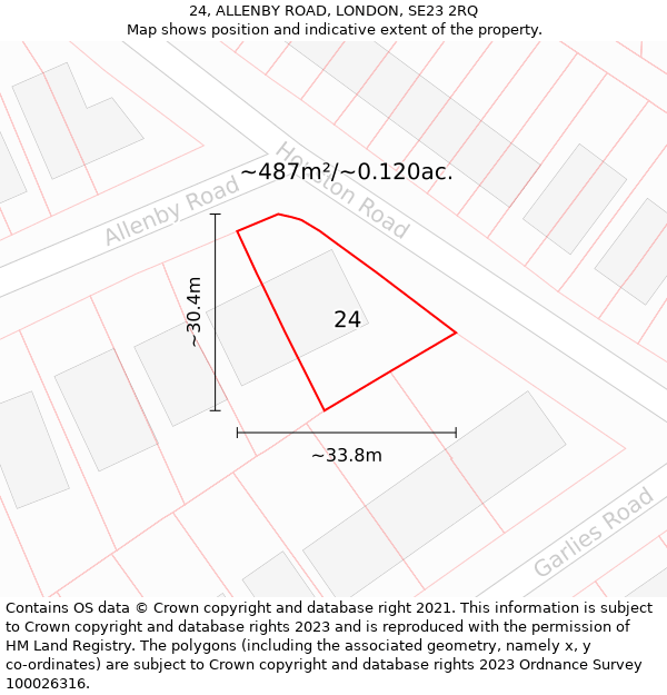 24, ALLENBY ROAD, LONDON, SE23 2RQ: Plot and title map
