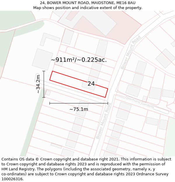 24, BOWER MOUNT ROAD, MAIDSTONE, ME16 8AU: Plot and title map