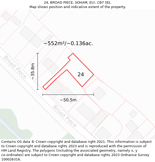 24, BROAD PIECE, SOHAM, ELY, CB7 5EL: Plot and title map