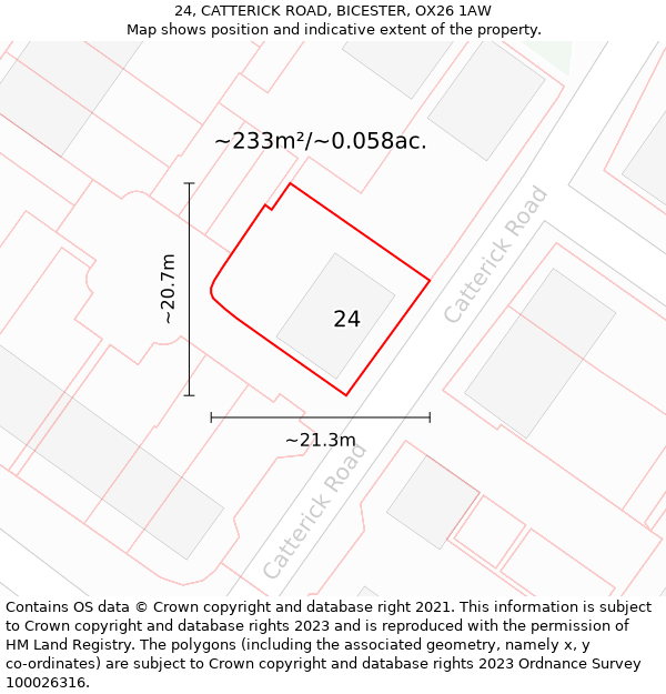 24, CATTERICK ROAD, BICESTER, OX26 1AW: Plot and title map