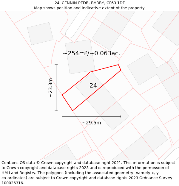 24, CENNIN PEDR, BARRY, CF63 1DF: Plot and title map