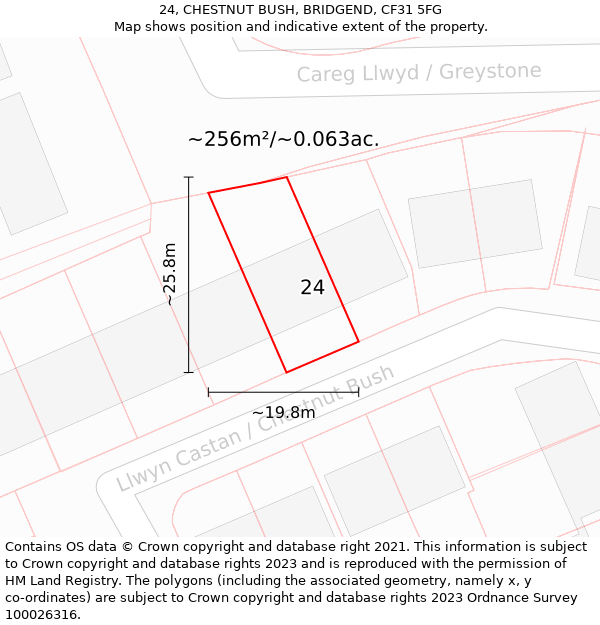 24, CHESTNUT BUSH, BRIDGEND, CF31 5FG: Plot and title map