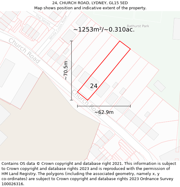 24, CHURCH ROAD, LYDNEY, GL15 5ED: Plot and title map