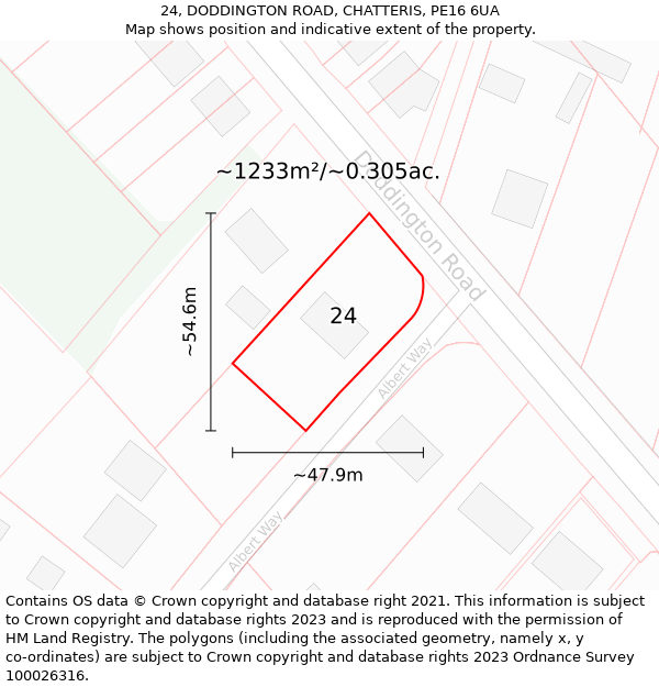 24, DODDINGTON ROAD, CHATTERIS, PE16 6UA: Plot and title map