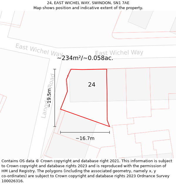 24, EAST WICHEL WAY, SWINDON, SN1 7AE: Plot and title map