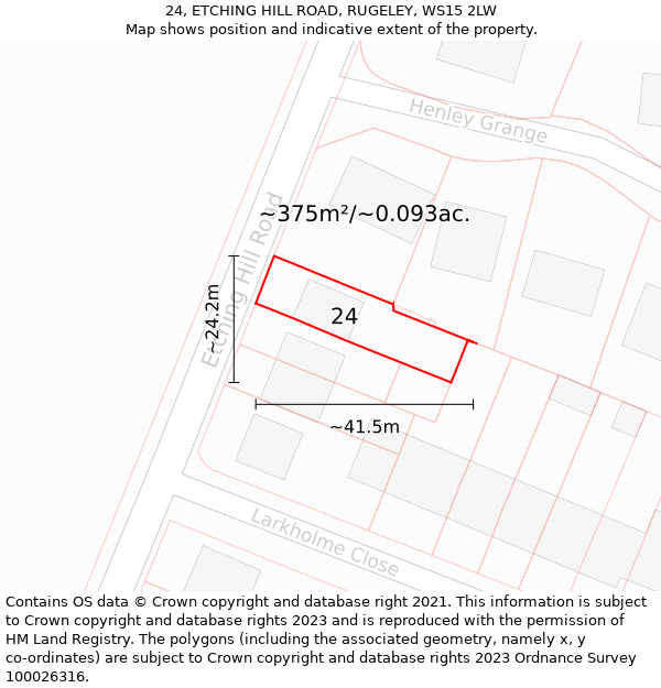 24, ETCHING HILL ROAD, RUGELEY, WS15 2LW: Plot and title map