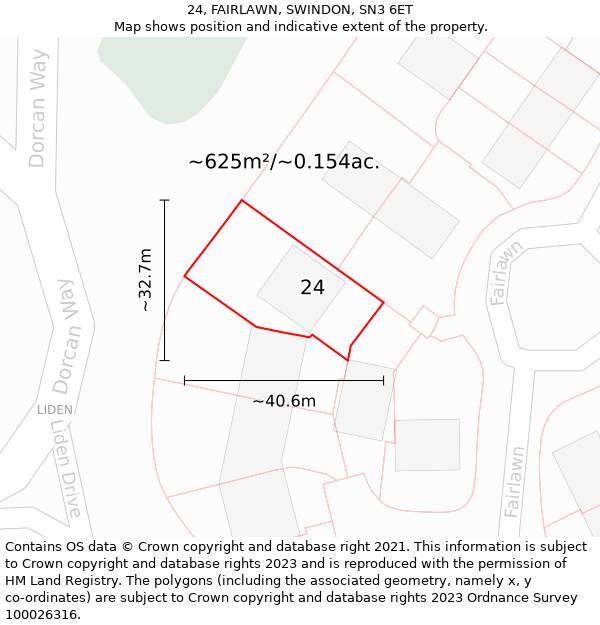 24, FAIRLAWN, SWINDON, SN3 6ET: Plot and title map