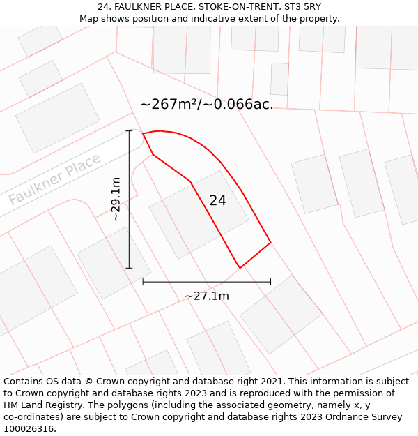 24, FAULKNER PLACE, STOKE-ON-TRENT, ST3 5RY: Plot and title map