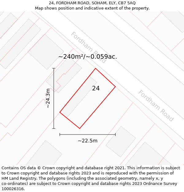 24, FORDHAM ROAD, SOHAM, ELY, CB7 5AQ: Plot and title map