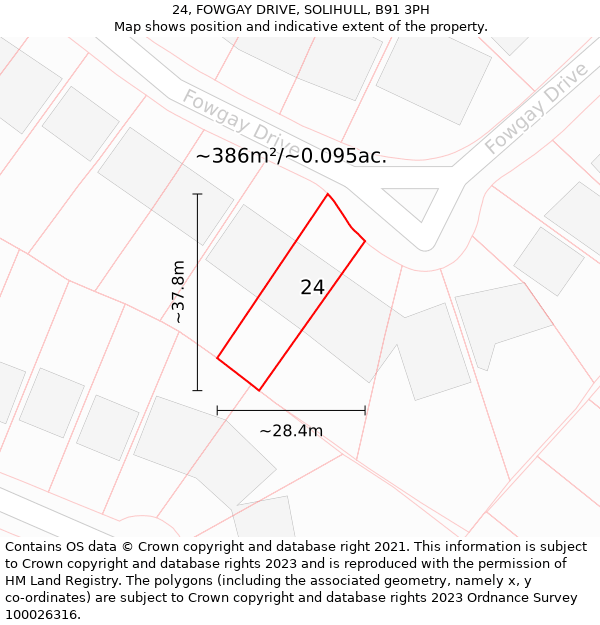 24, FOWGAY DRIVE, SOLIHULL, B91 3PH: Plot and title map