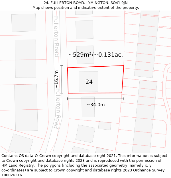 24, FULLERTON ROAD, LYMINGTON, SO41 9JN: Plot and title map