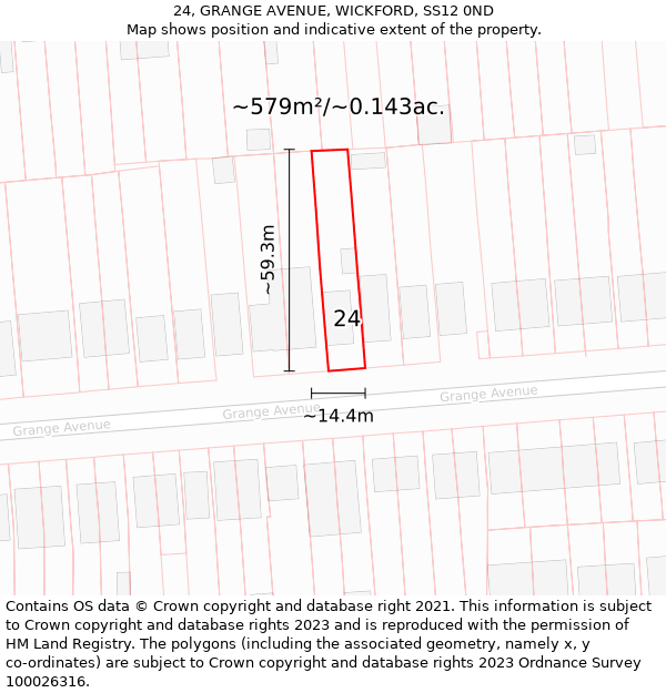 24, GRANGE AVENUE, WICKFORD, SS12 0ND: Plot and title map