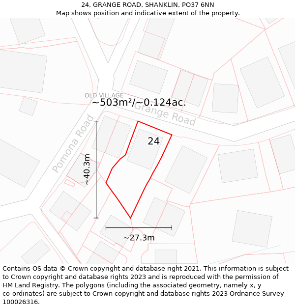 24, GRANGE ROAD, SHANKLIN, PO37 6NN: Plot and title map