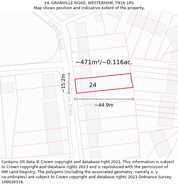 24, GRANVILLE ROAD, WESTERHAM, TN16 1RS: Plot and title map