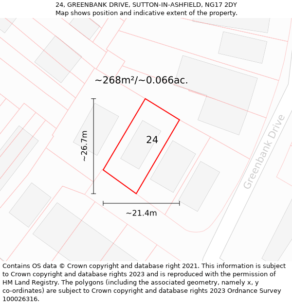 24, GREENBANK DRIVE, SUTTON-IN-ASHFIELD, NG17 2DY: Plot and title map