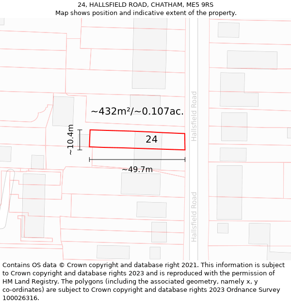 24, HALLSFIELD ROAD, CHATHAM, ME5 9RS: Plot and title map