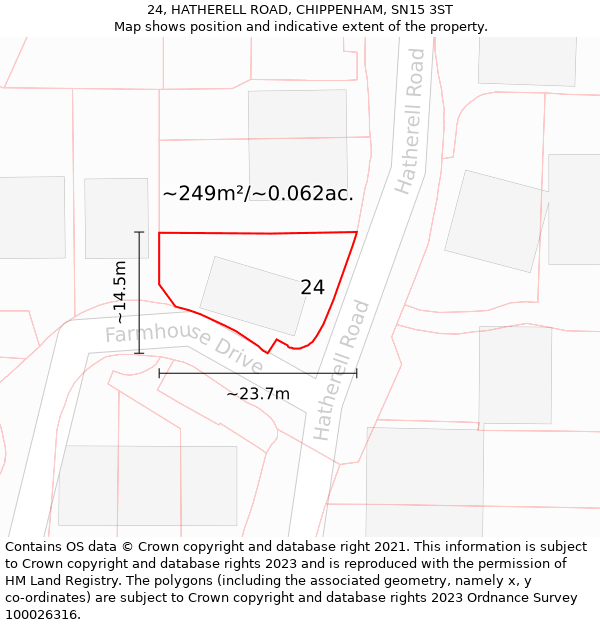 24, HATHERELL ROAD, CHIPPENHAM, SN15 3ST: Plot and title map