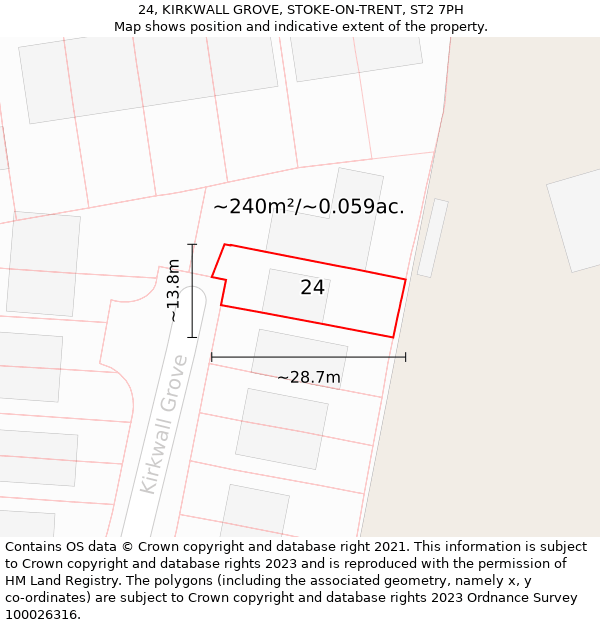 24, KIRKWALL GROVE, STOKE-ON-TRENT, ST2 7PH: Plot and title map