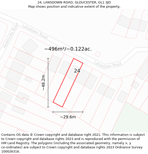 24, LANSDOWN ROAD, GLOUCESTER, GL1 3JD: Plot and title map