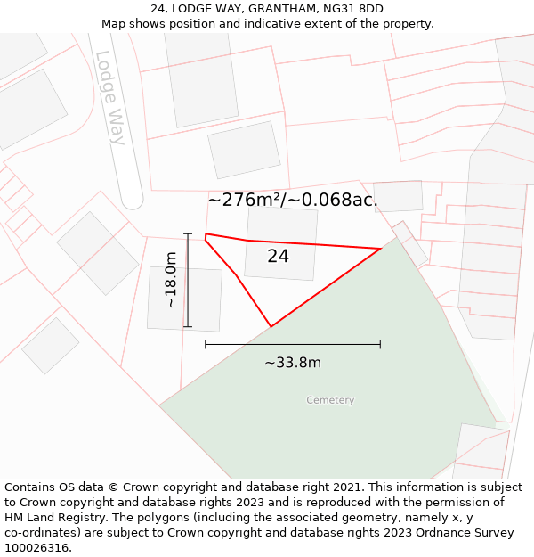 24, LODGE WAY, GRANTHAM, NG31 8DD: Plot and title map