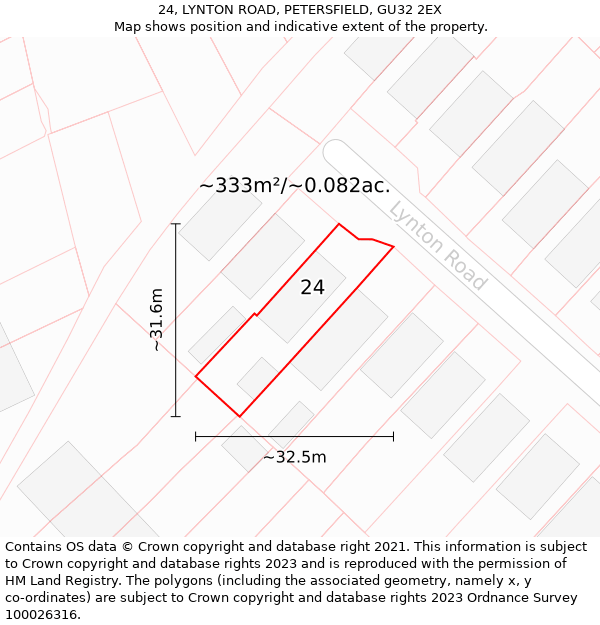 24, LYNTON ROAD, PETERSFIELD, GU32 2EX: Plot and title map