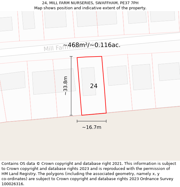 24, MILL FARM NURSERIES, SWAFFHAM, PE37 7PH: Plot and title map