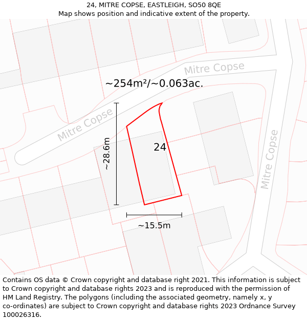 24, MITRE COPSE, EASTLEIGH, SO50 8QE: Plot and title map