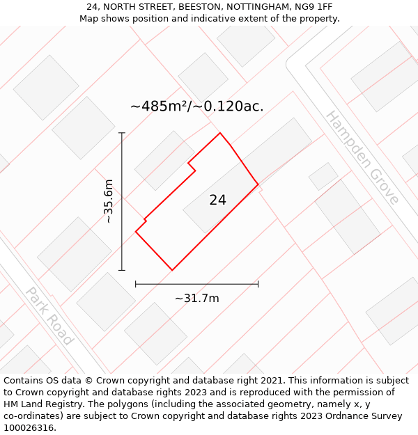 24, NORTH STREET, BEESTON, NOTTINGHAM, NG9 1FF: Plot and title map