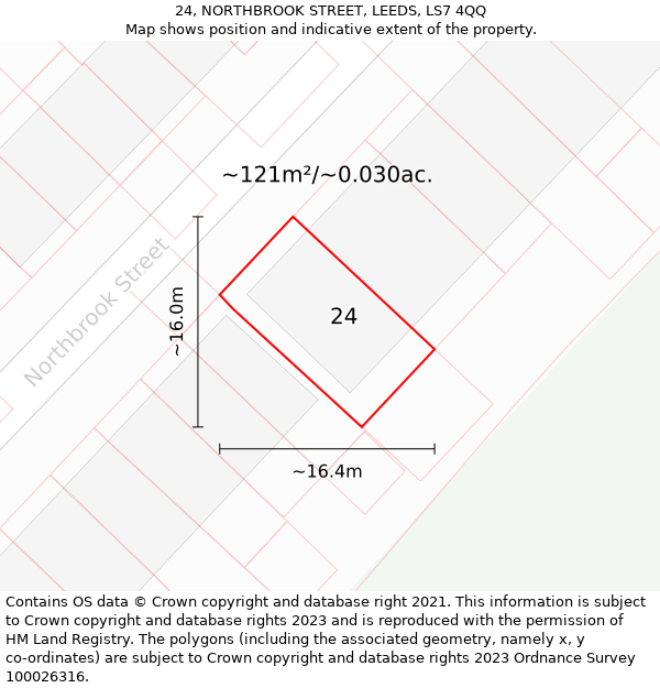 24, NORTHBROOK STREET, LEEDS, LS7 4QQ: Plot and title map