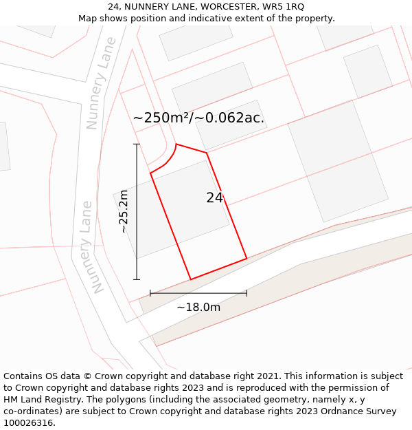 24, NUNNERY LANE, WORCESTER, WR5 1RQ: Plot and title map