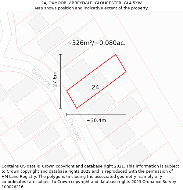 24, OXMOOR, ABBEYDALE, GLOUCESTER, GL4 5XW: Plot and title map