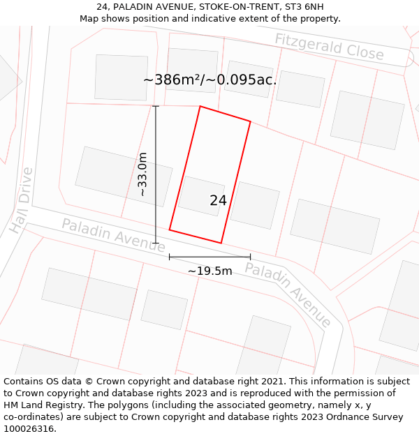 24, PALADIN AVENUE, STOKE-ON-TRENT, ST3 6NH: Plot and title map