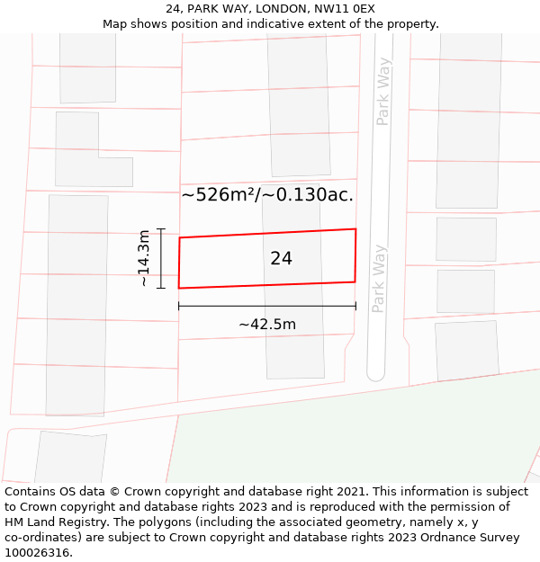 24, PARK WAY, LONDON, NW11 0EX: Plot and title map