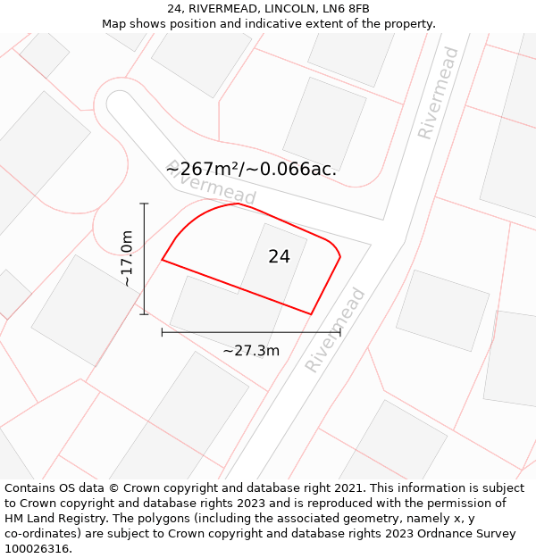 24, RIVERMEAD, LINCOLN, LN6 8FB: Plot and title map