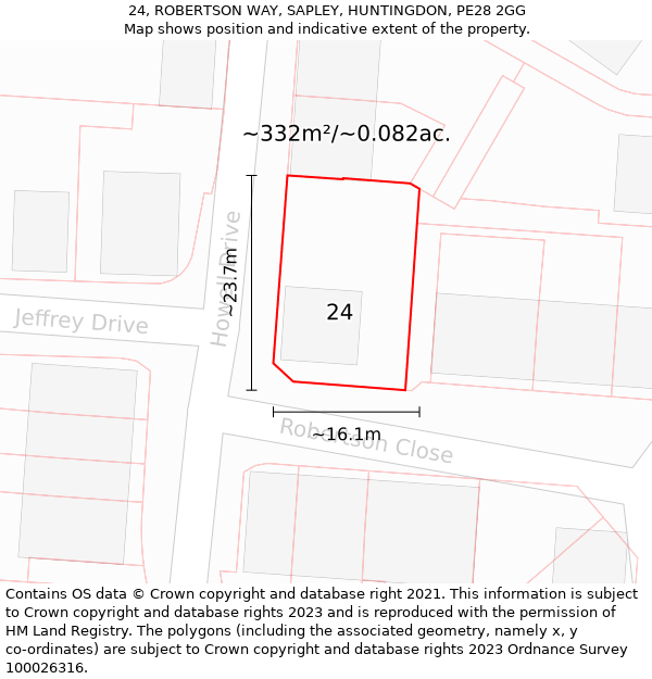 24, ROBERTSON WAY, SAPLEY, HUNTINGDON, PE28 2GG: Plot and title map