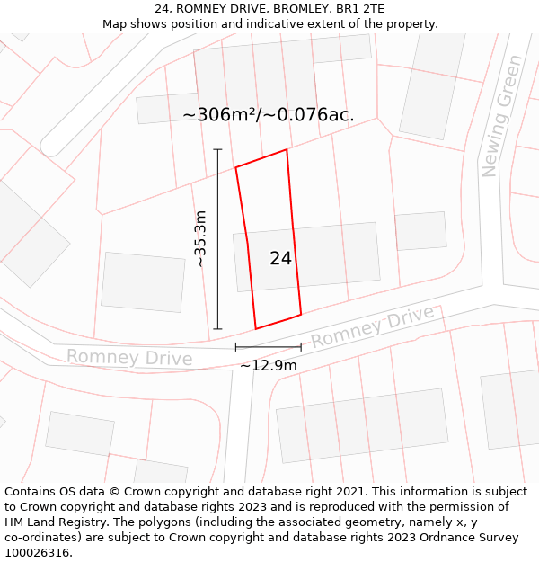 24, ROMNEY DRIVE, BROMLEY, BR1 2TE: Plot and title map