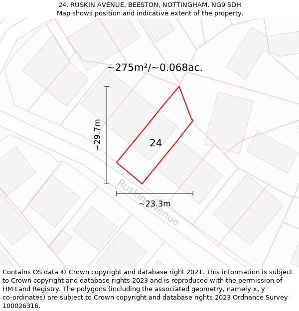 24, RUSKIN AVENUE, BEESTON, NOTTINGHAM, NG9 5DH: Plot and title map