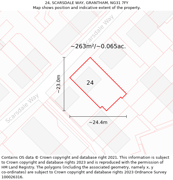 24, SCARSDALE WAY, GRANTHAM, NG31 7FY: Plot and title map