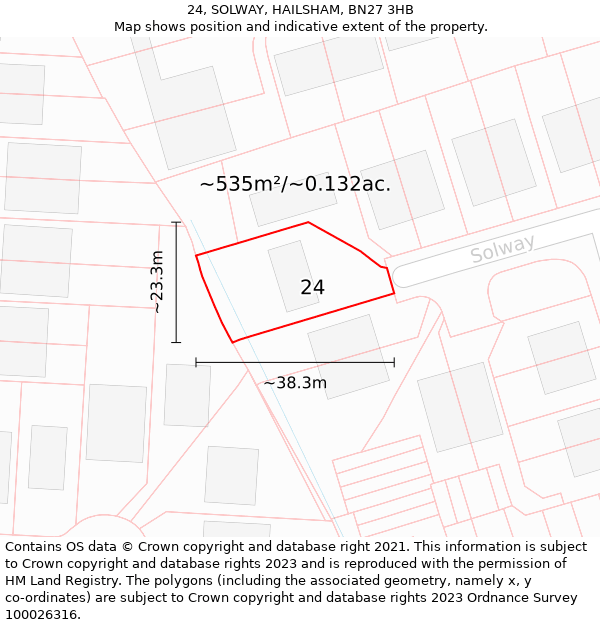 24, SOLWAY, HAILSHAM, BN27 3HB: Plot and title map