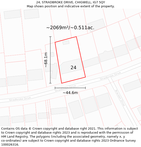 24, STRADBROKE DRIVE, CHIGWELL, IG7 5QY: Plot and title map