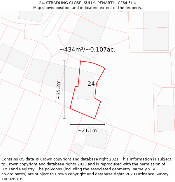 24, STRADLING CLOSE, SULLY, PENARTH, CF64 5HU: Plot and title map